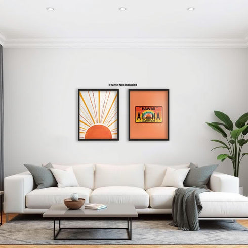 Posterizer 2 pcs-Boho Minimalist Abstract Sunshine & Aloha Hawaii-Adventure Abstract Modern Art- Gift for Nature, Surfers and Beach Lovers-Living...